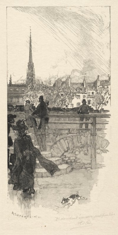 Quai des Grands Augustins, Paris. av Auguste Louis Lepère