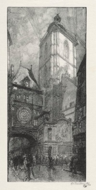 Illustrerad Rouen: Den stora klockan, 1888. av Auguste Louis Lepère
