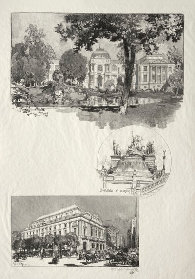 Illustrerad Rouen: Museet; S:ta Marys fontän; Konstteatern av Auguste Louis Lepère