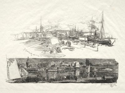 Illustrerad Rouen: The New Quays-Ile La Croix, 1896. av Auguste Louis Lepère