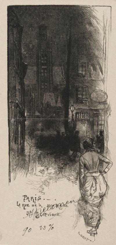 Rue de la Montagne, St. Genevieve av Auguste Louis Lepère