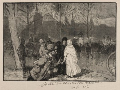 Lämnar Théâtre du Chatelet. av Auguste Louis Lepère