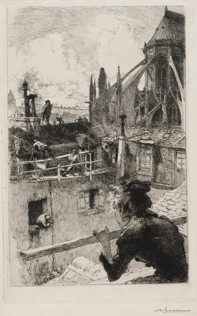 På taken nära Notre Dame, 1893. av Auguste Louis Lepère