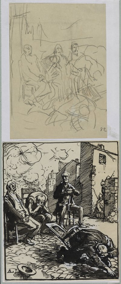 Tre gisslan sitter av Auguste Louis Lepère