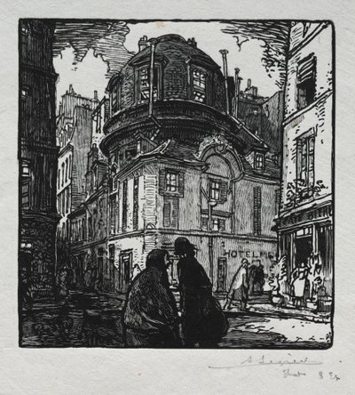 Utsikt över Hotel Colbert. av Auguste Louis Lepère