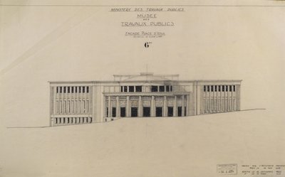 Projekt för Musee des Travaux Publiques, fasad, Place d