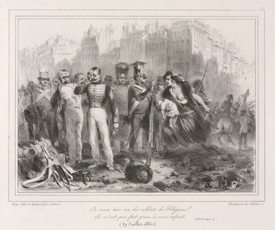 Album från 1831: Jag vill döda en av Polignacs soldater. De skonade inte mitt barn (Historiskt) av Auguste Raffet