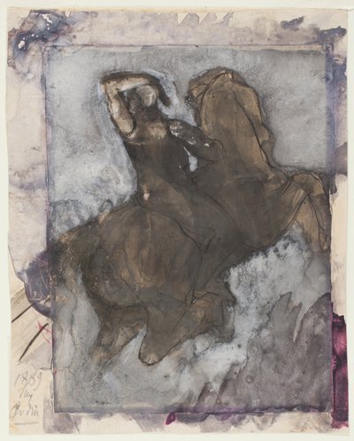 Ryttare (recto); Häst och ryttare (verso) av Auguste Rodin