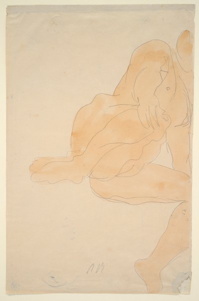 Sitter naken, höjt knä av Auguste Rodin