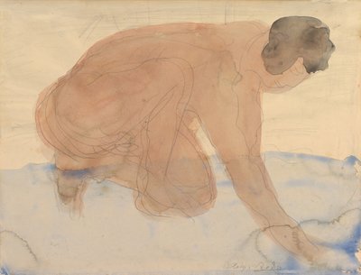Naken figur på händer och knän, 1900-1910. av Auguste Rodin