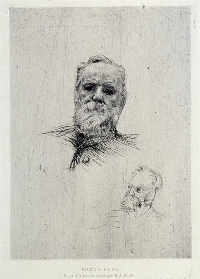 Porträtt av Victor Hugo (1802-1885), illustration från The Gazettes de beaux Arts av Auguste Rodin