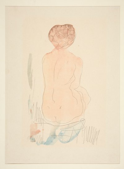 Sittande naken, sedd bakifrån av Auguste Rodin