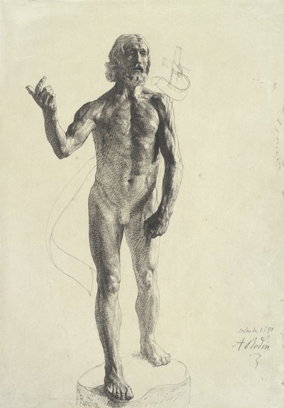 Johannes Döparen, 1880 (svart bläck med grafit på papper) av Auguste Rodin