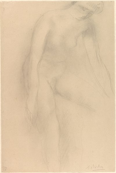 Stående kvinnlig nakenbild, framåtböjd av Auguste Rodin