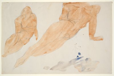 Två liggande nakenbilder av Auguste Rodin