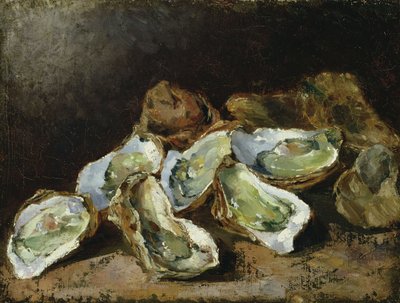 Stilleben med ostron (olja på duk) av Auguste Theodule Ribot