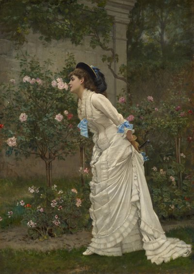 Kvinna och rosor, 1879 av Auguste Toulmouche