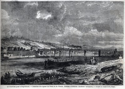 Den nya bron har Argenteuil. Korsningen mellan norra och västra linjerna. Ermontsektion (rörsystem). Gravyr efter skiss av Ralph i "" Le Monde illustrious"", 1863-08-29. Privat samling. av Auguste Victor Deroy