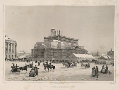 Byggnadsarbete ca 1838 Från: Byggandet av Saint Isaacs Cathedral, 1845 av Auguste de Montferrand
