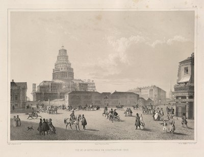 Byggnadsarbeten 1838 Från: Byggandet av Saint Isaacs Cathedral, 1845 av Auguste de Montferrand