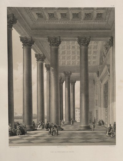 Norra portalen av Saint Isaacs Cathedral Från: The Construction of the Saint Isaacs Cathedral, 1845 av Auguste de Montferrand