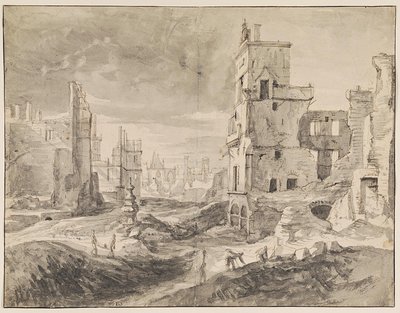 Bryssel efter bombardementet 1695 av Augustin Coppens