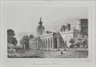 Utsikt över det gotiska galleriet i Wilanów-palatset av Augustin François Lemaitre