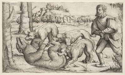 En björnjakt av Augustin Hirschvogel