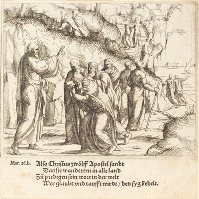 Kristus anklagar apostlarna för deras mission, 1548. av Augustin Hirschvogel