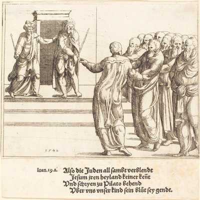 Ecce Homo, och judarna förnekar Kristus av Augustin Hirschvogel