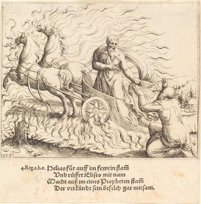 Elia tas upp till himlen, 1547. av Augustin Hirschvogel