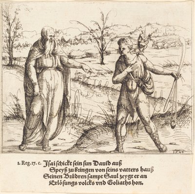Jesse skickar David till sina bröder och Saul, 1548. av Augustin Hirschvogel