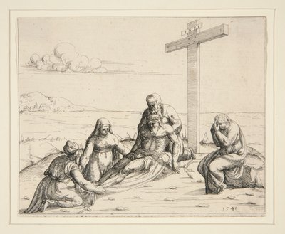 Josef och Nikodemus med Kristi kropp av Augustin Hirschvogel