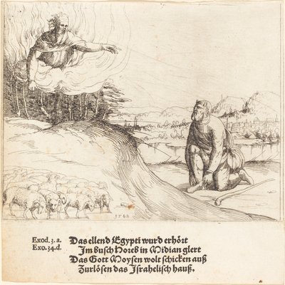 Moses och den brinnande busken av Augustin Hirschvogel