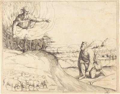 Moses och den brinnande busken av Augustin Hirschvogel