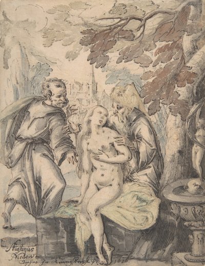 Susanna och de äldre, 1622-60. av Augustin Medow