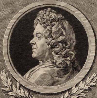 Porträtt av kompositören Jean-Baptiste Lully 1632-1687, 1770. av Augustin Saint Aubin de