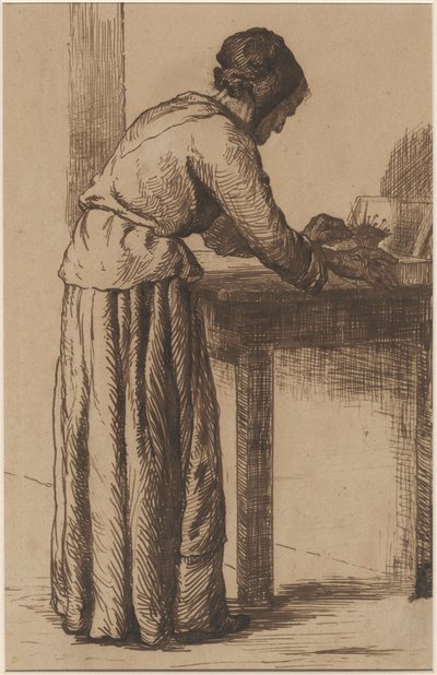 Gammal kvinna som arbetar av Augustin Théodule Ribot