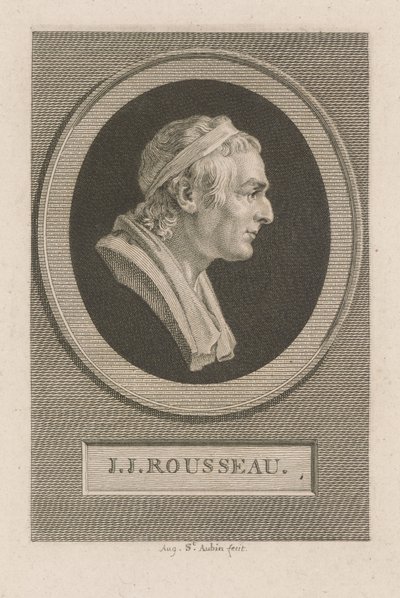 Porträtt av J. J. Rousseau av Augustin de Saint-Aubin
