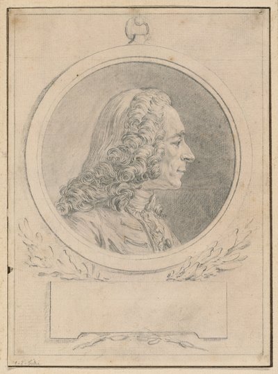 Porträtt av Voltaire, efter hans byst av Jean-Baptiste Lemoyne II av Augustin de Saint-Aubin