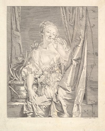Le Baiser skickade en kyss. av Augustin de Saint Aubin