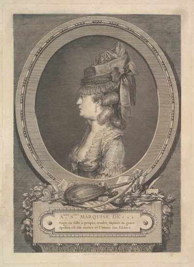 Porträtt av Adrienne-Sophie Marquise de ***, 1779. av Augustin de Saint Aubin