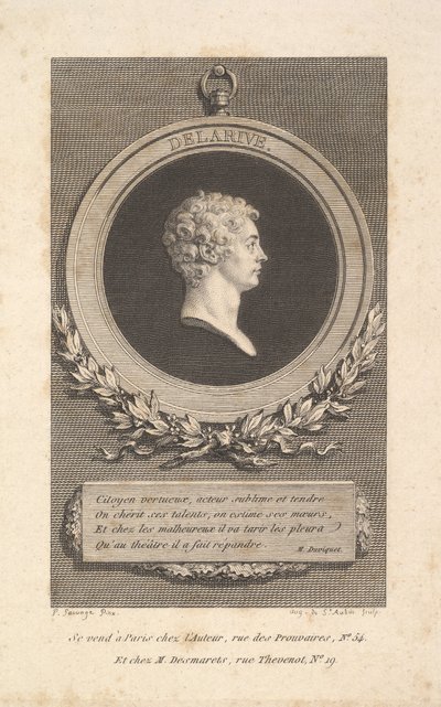 Porträtt av De Larive, 1785. av Augustin de Saint Aubin