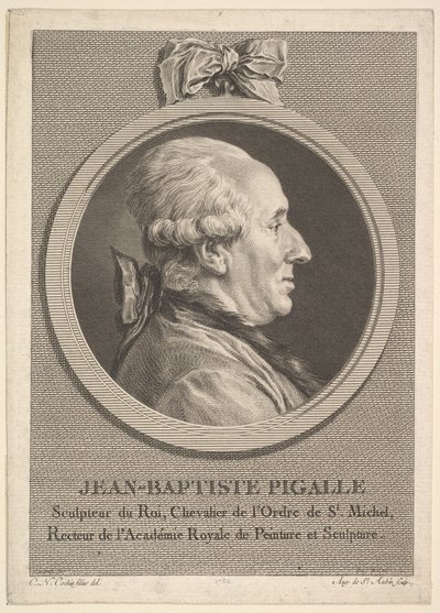 Porträt von Jean-Baptiste Pigalle von Augustin de Saint Aubin