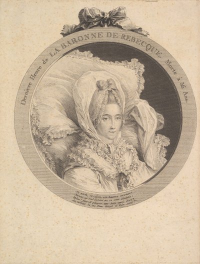 Porträtt av baronessan de Rebecque, 1780. av Augustin de Saint Aubin