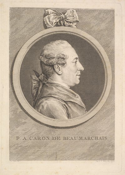Porträt von P.A. Caron de Beaumarchais, 1773 von Augustin de Saint Aubin