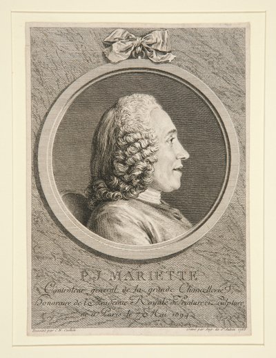 Porträtt av P.J. Mariette av Augustin de Saint-Aubin