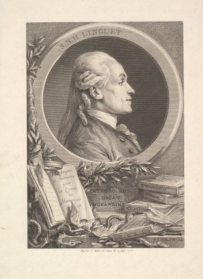 Porträtt av Simon-Nicolas-Henri Linguet, 1773 av Augustin de Saint Aubin