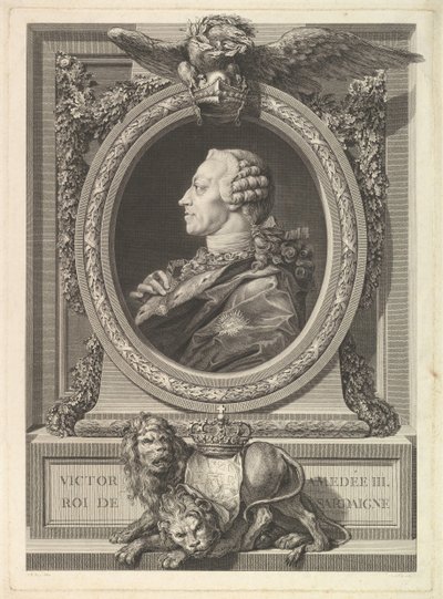 Porträtt av Victor Amadeus III, kung av Sardinien, 1777. av Augustin de Saint Aubin