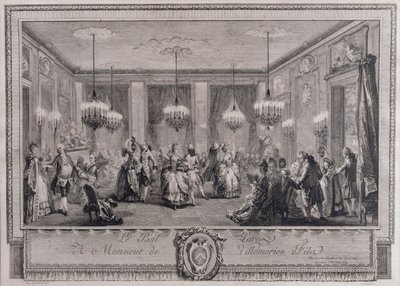 Kvällsbal hos Monsieur de Villemorien Fila, graverad av L. Provost (se även 55452) av Augustin de Saint Aubin